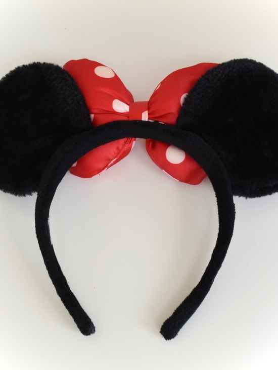 Disney World Minnie Mouse Ears Puff Satin Polka Dot Bow Adult Headband